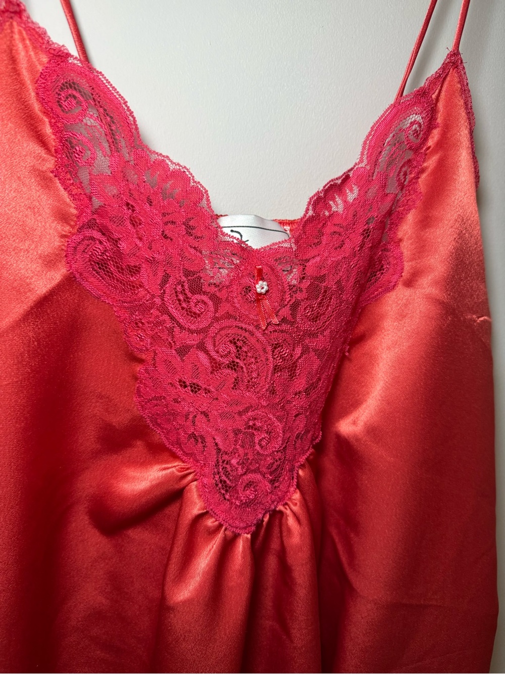 Vintage Faye red night gown dress Old Hollywood. L - Picture 2 of 10